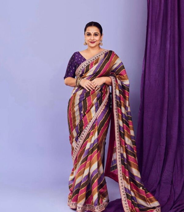Vichitra Silk With Beautiful Digital Printed Saree And Heavy Embroidery Thread - Image 2