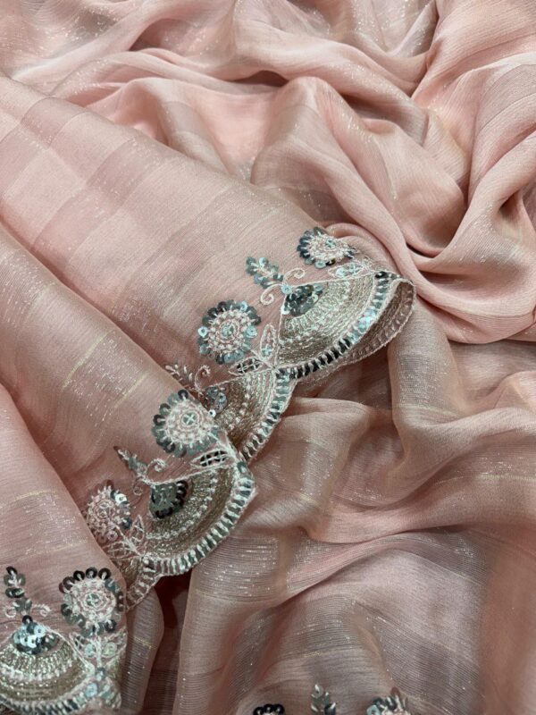 Latest Sara Tendulkar Peach Pink Saree For Farewell Party - Image 6